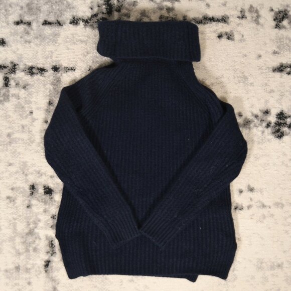 Sandro Oversized Neck Navy Wool Sweater - Picture 2 of 6